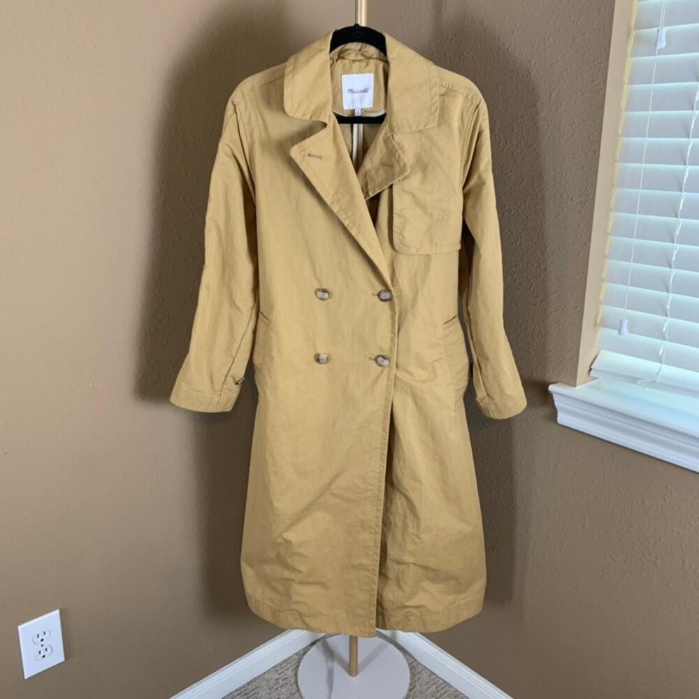 Madewell Signature Trench Coat Small Tan Belted Double Breasted Classic Jacket - Picture 2 of 8